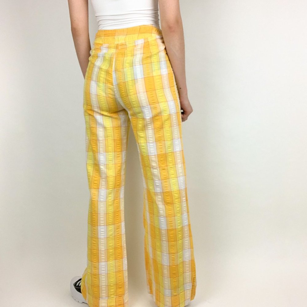 Vintage 60s 70s Plaid High Waisted Flare Pants - Picture 5 of 9